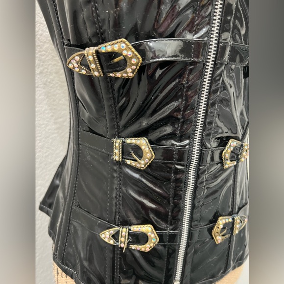 Corset Story - PVC Gothic Steampunk Bustier Burlesque Waist Training Size 28 - Picture 2 of 10